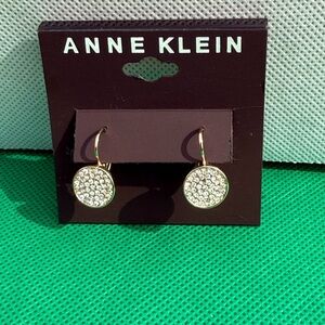 Anne Klein Gold Crystal Pave Round Drop Earrings